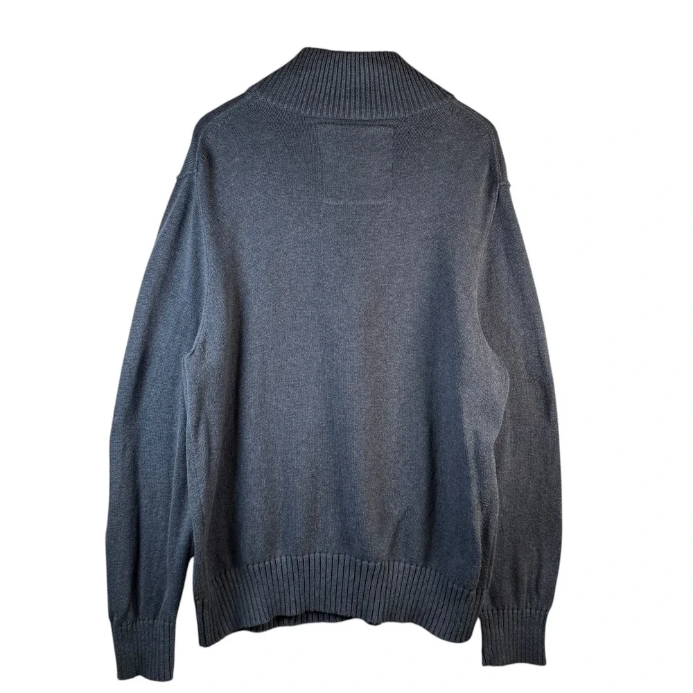 American Eagle Men's Button 1/4 Zip Shawl Collar Sweater XXL Gray Classic Casual